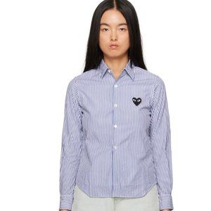 J crew COMME DES GARÇONS PLAY Blue & Black Heart Patch Shirt